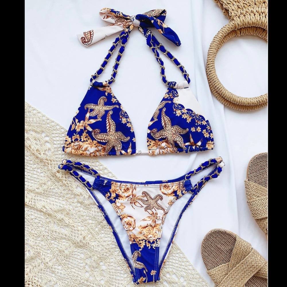 Printed blue starfish bikini set June sale - Picture 2 of 7